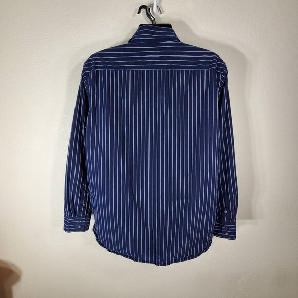 American Eagle Mens Blue & White Striped Shirt XL Button Down Premium Vtg Fit - Picture 6 of 10